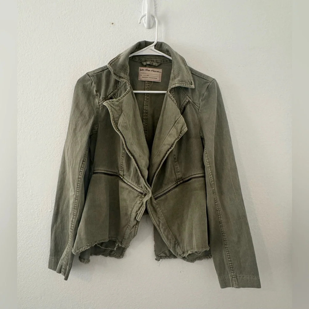 We the free Malika Jacket Moto Style Drapey Hem Zip Details Boho Chic XS *READ*